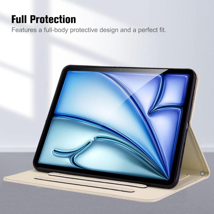Funda inteligente de piel de lichi con tacto de gato para iPad Pro 11 (2024) (blanco albaricoque)