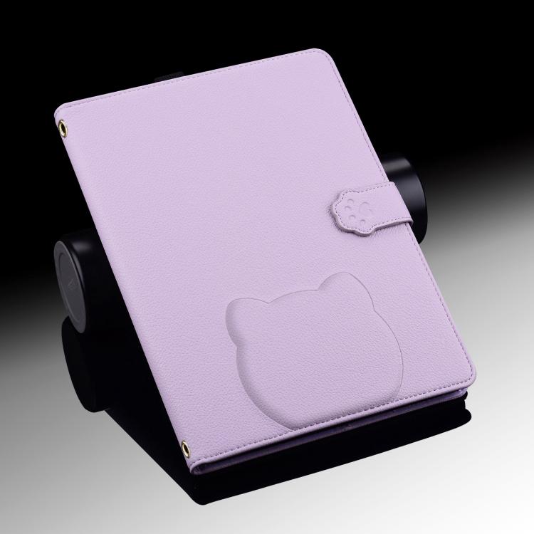 Funda inteligente de piel de lichi con tacto de gato para iPad Pro 11 (2024) (morado)