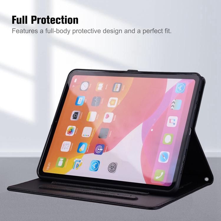 Funda inteligente de piel de lichi con tacto de gato para iPad 10.2 2021 / Air 10.5 (negra)