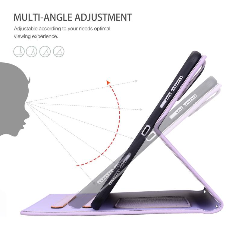 Funda inteligente de piel de lichi con tacto de gato para iPad 10.2 2021 / Air 10.5 (morada)
