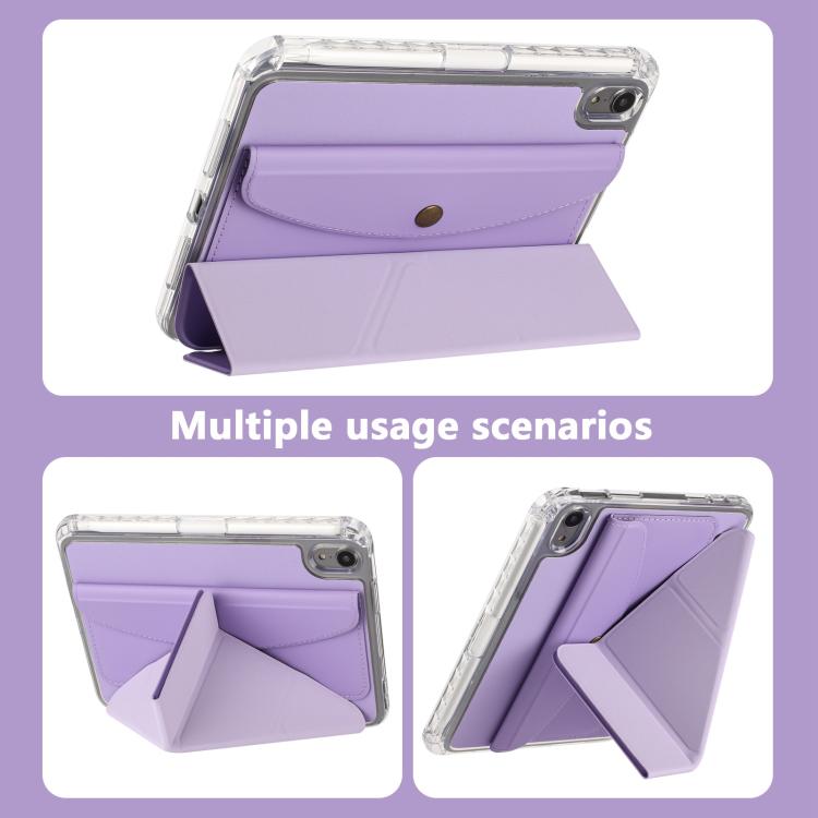 Funda de cuero inteligente con tapa tipo billetera y deformación para iPad mini 2024/mini 6 (morado)