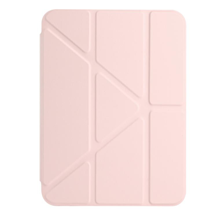Funda de cuero inteligente con tapa tipo billetera y deformación para iPad mini 2024/mini 6 (rosa)