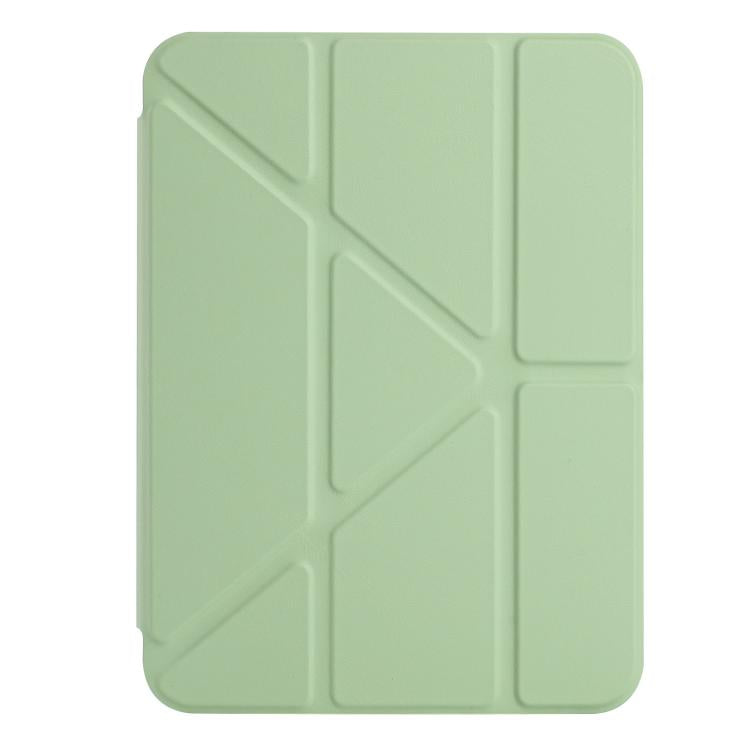 Funda de cuero inteligente con tapa tipo billetera y deformación para iPad mini 2024/mini 6 (verde)
