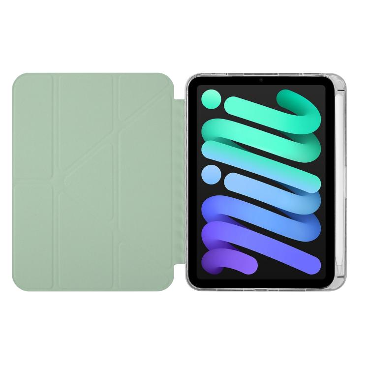 Funda de cuero inteligente con tapa tipo billetera y deformación para iPad mini 2024/mini 6 (verde)