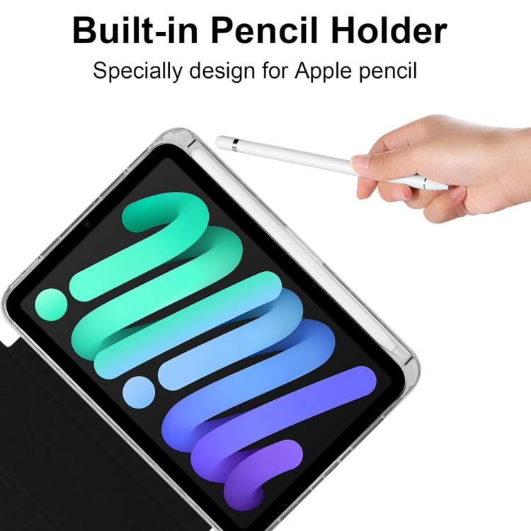 Funda de cuero inteligente con tapa tipo billetera y deformación para iPad mini 2024/mini 6 (negro)