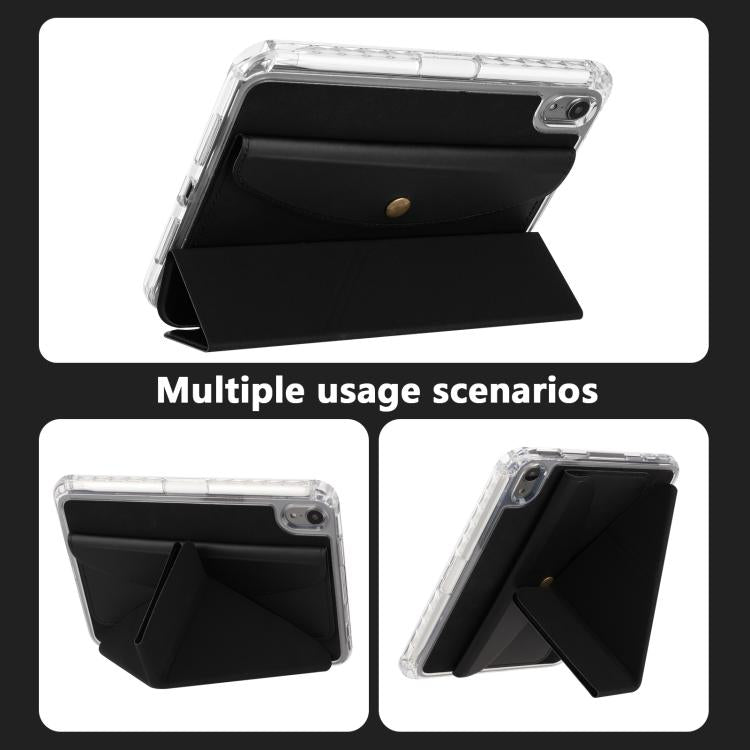 Funda de cuero inteligente con tapa tipo billetera y deformación para iPad mini 2024/mini 6 (negro)