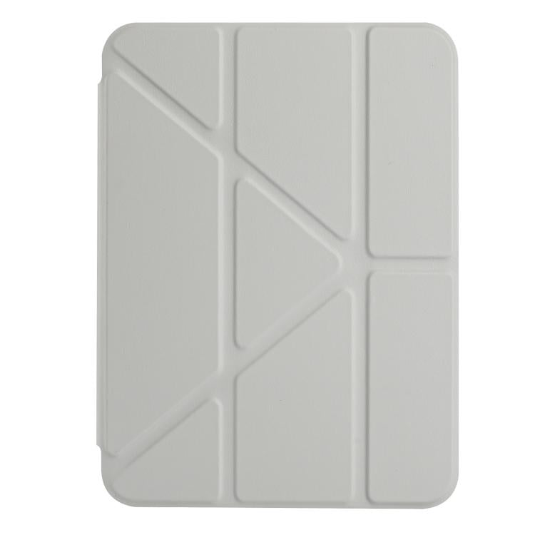 Funda de cuero inteligente con tapa tipo billetera y deformación para iPad mini 2024/mini 6 (gris)