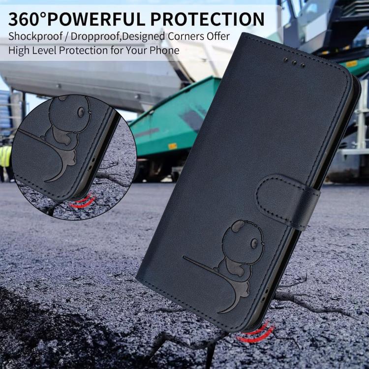 Funda de cuero con relieve RFID y cordón para Sony Xperia 1 VI (azul)