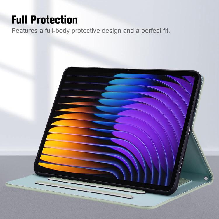 Funda de piel de lichi con tacto de gato para Xiaomi Pad 7 (verde)