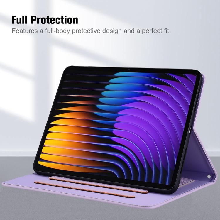 Funda de piel de lichi con tacto de gato para Xiaomi Pad 7 (morada)