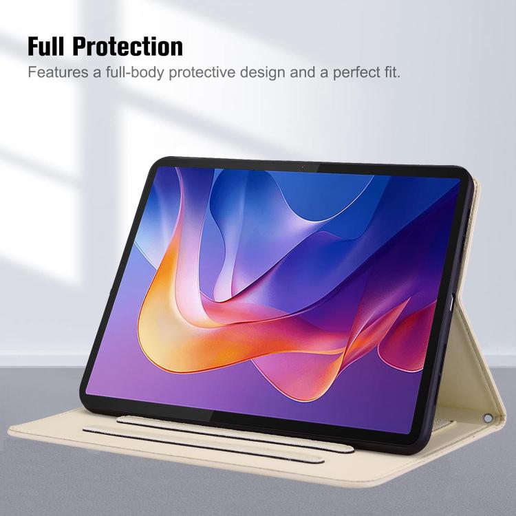 Funda de piel de lichi con tacto de gato para Xiaomi Redmi Pad 2 (blanco albaricoque)