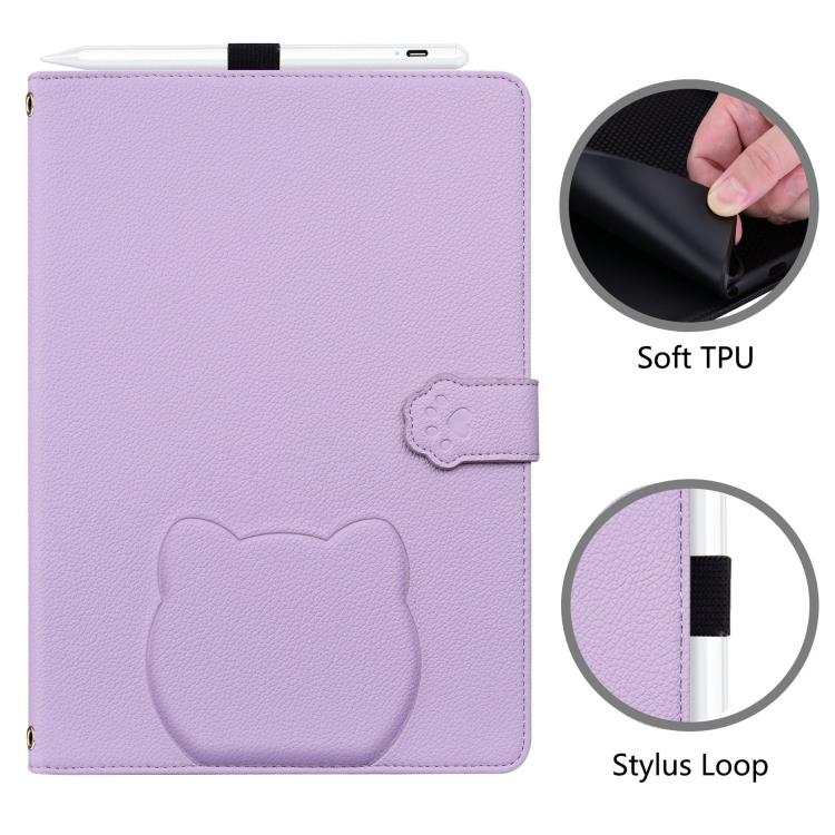 Funda de piel de lichi con tacto de gato para Xiaomi Redmi K Pad (morado)