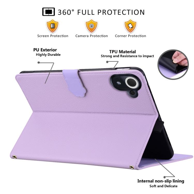 Funda de piel de lichi con tacto de gato para Xiaomi Redmi K Pad (morado)