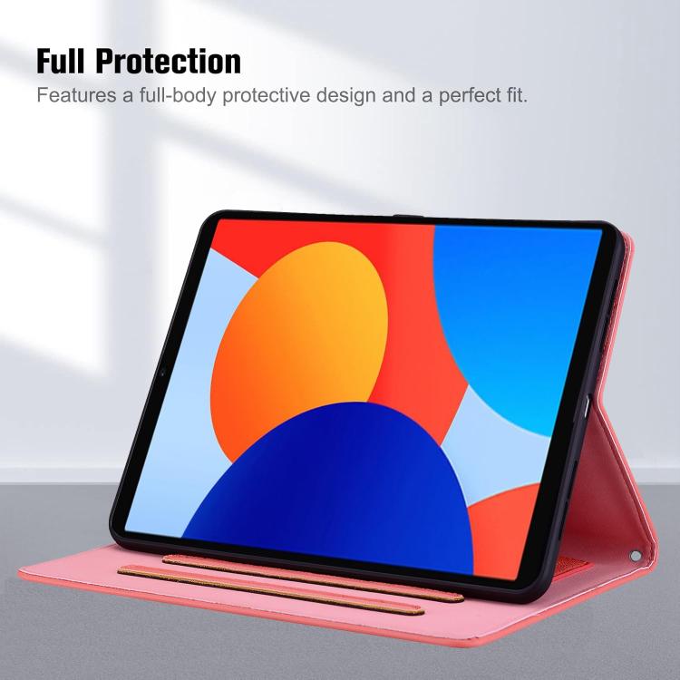 Funda de piel de lichi con tacto de gato para Xiaomi Redmi Pad SE 8.7 (rojo sandía)