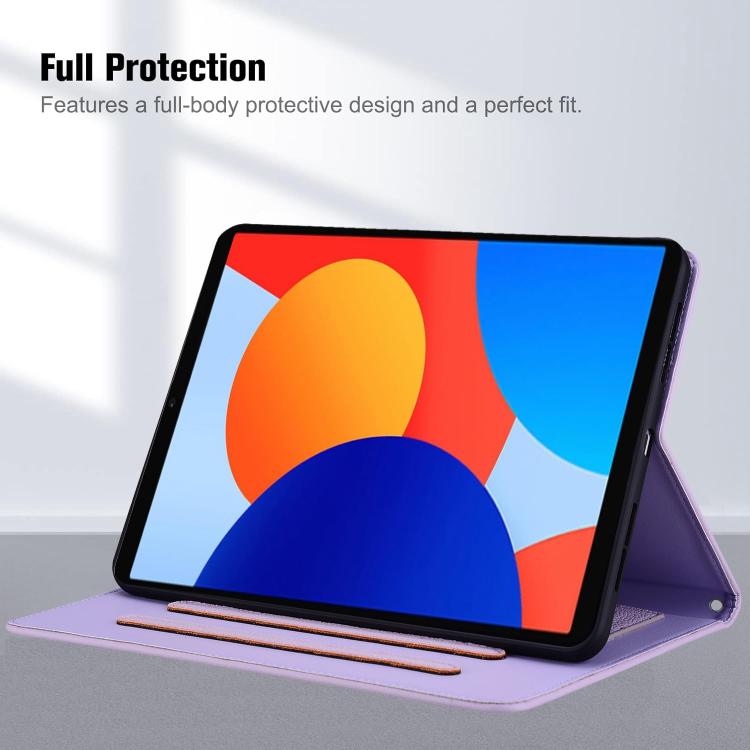 Funda de piel de lichi con tacto de gato para Xiaomi Redmi Pad SE 8.7 (morada)
