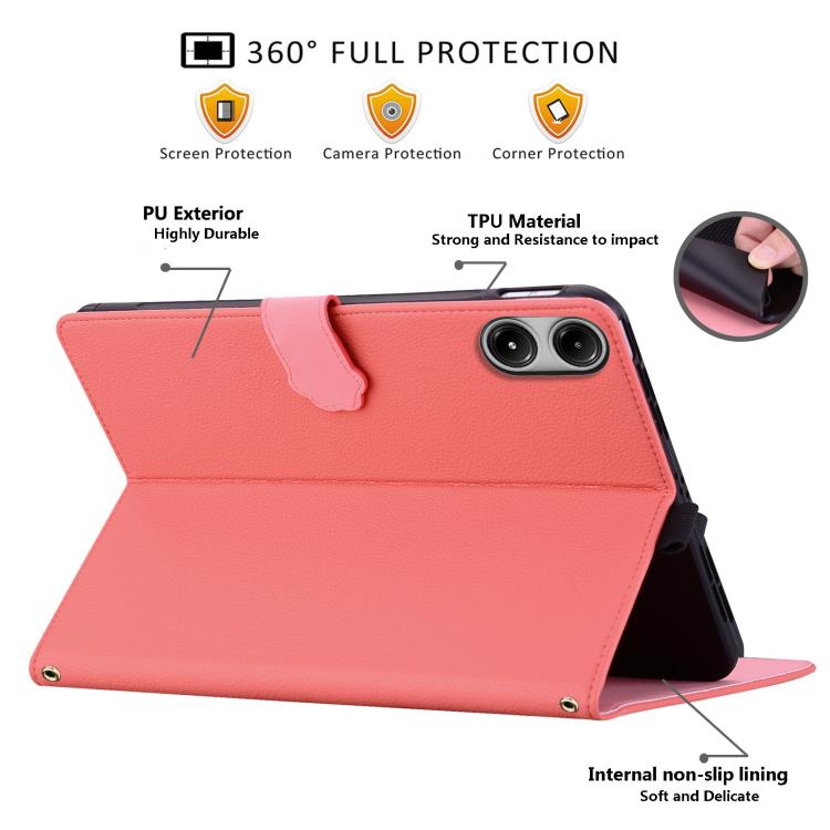 Funda de piel de lichi con tacto de gato para Xiaomi Redmi Pad Pro/Poco Pad (rojo sandía)