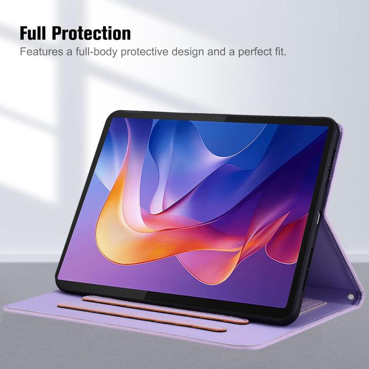 Funda de piel de lichi con tacto de gato para Xiaomi Redmi Pad Pro/Poco Pad (morada)