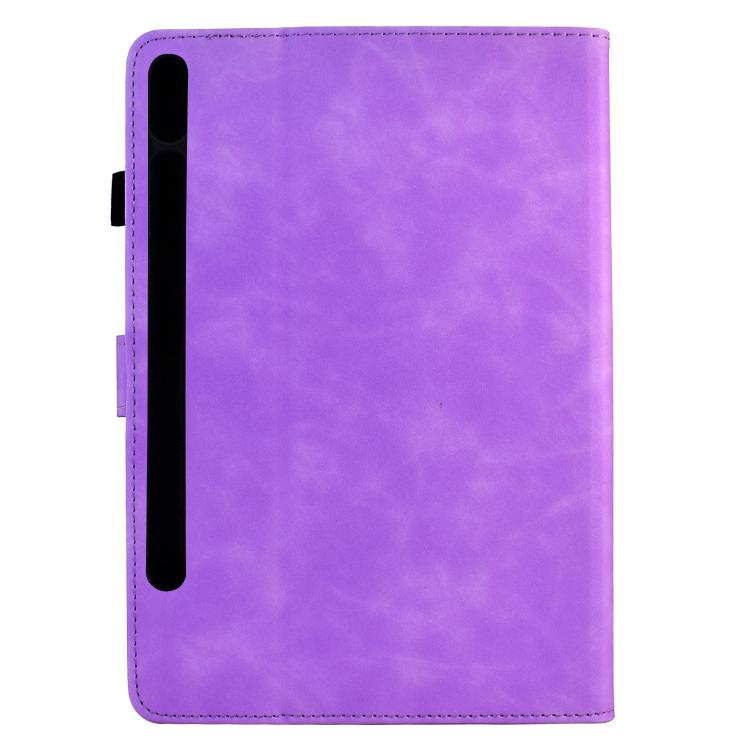 Funda de cuero inteligente con relieve de mandala para Samsung Galaxy Tab S10 FE+ (morado claro)