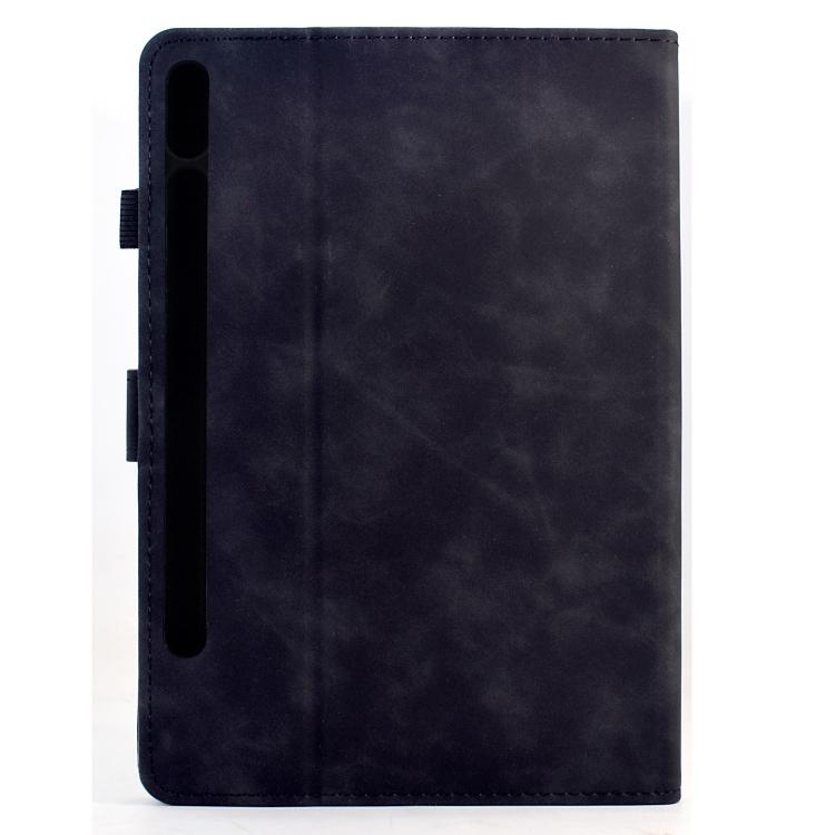 Funda de cuero inteligente con relieve de mandala para Samsung Galaxy Tab S10 FE+ (negra)