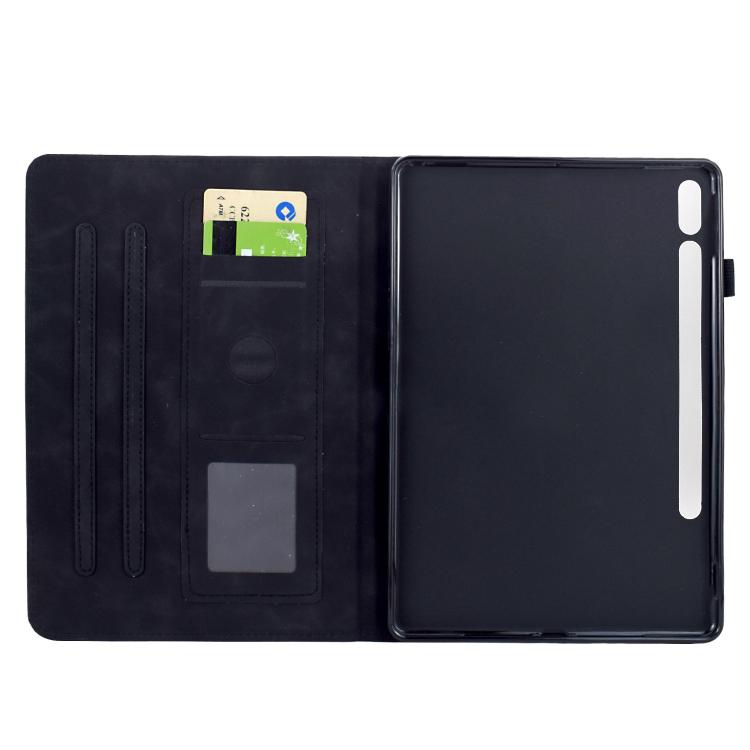 Funda de cuero inteligente con relieve de mandala para Samsung Galaxy Tab S10 FE+ (negra)