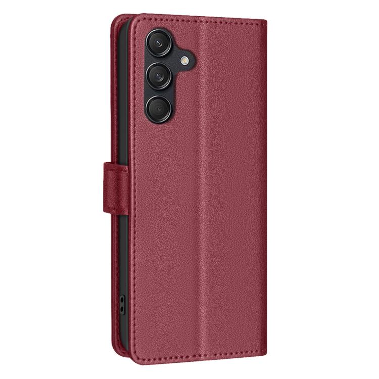 Funda de cuero antirrobo RFID con textura Litchi para Samsung Galaxy S25 FE 5G (Roja)
