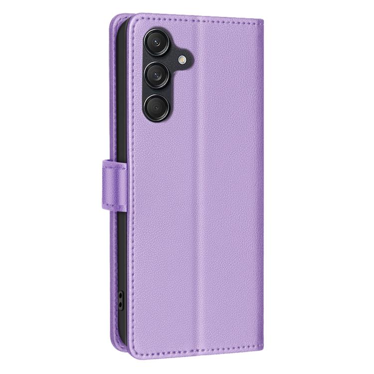 Funda de cuero antirrobo RFID con textura Litchi para Samsung Galaxy S25 FE 5G (morado)
