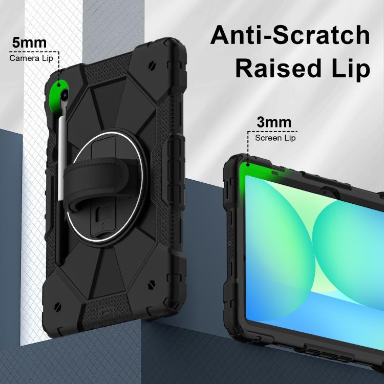 Funda híbrida de silicona con diseño de robot en color de contraste para Samsung Galaxy Tab S10 FE/S9 (negra)