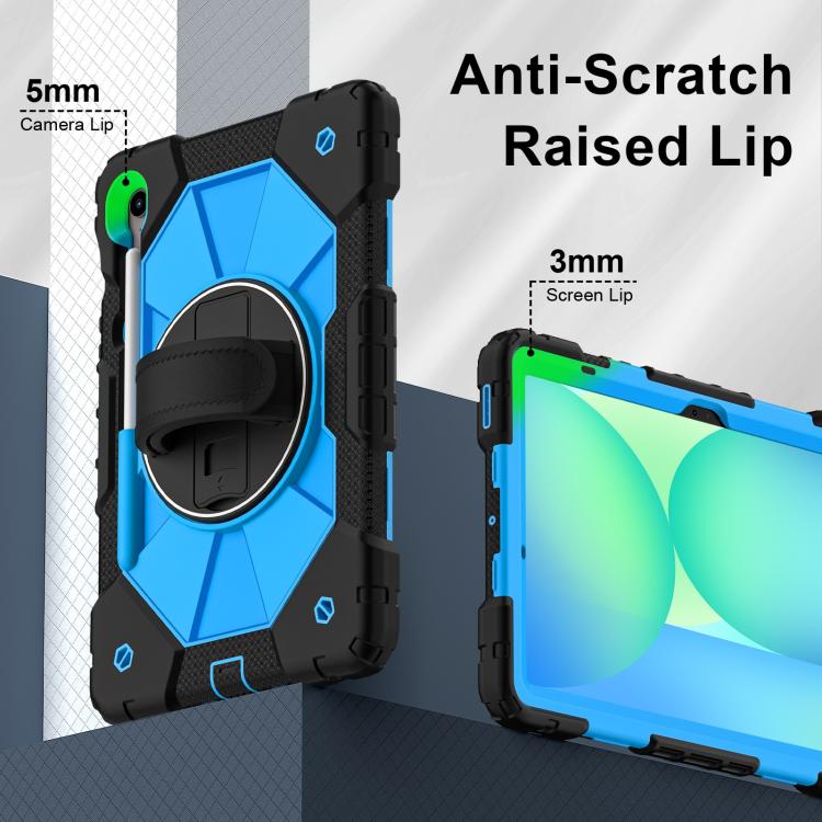 Funda híbrida de silicona con diseño de robot para Samsung Galaxy Tab S10 FE/S9 (negro y azul)