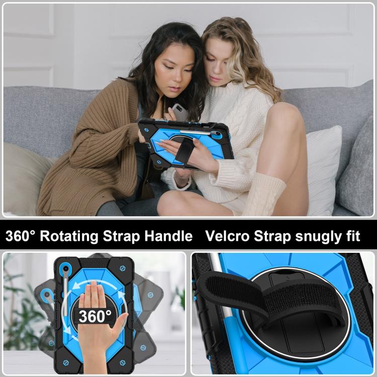 Funda híbrida de silicona con diseño de robot para Samsung Galaxy Tab S10 FE/S9 (negro y azul)