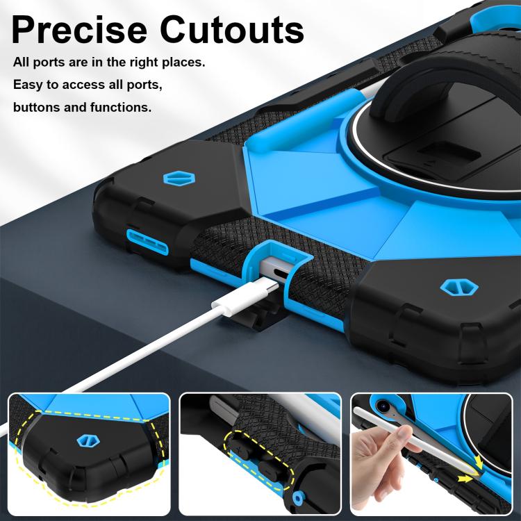 Funda híbrida de silicona con diseño de robot para Samsung Galaxy Tab S10 FE/S9 (negro y azul)