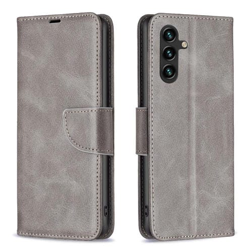 Funda de piel de cordero con tapa de color puro para Samsung Galaxy S25 FE 5G (gris)