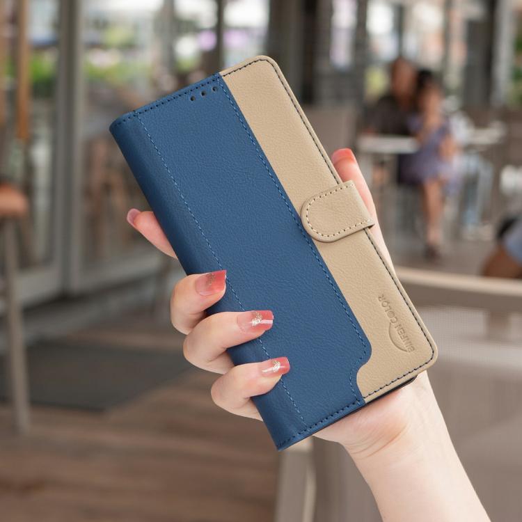 Funda de cuero antirrobo RFID a juego para Samsung Galaxy S25 FE 5G (azul)
