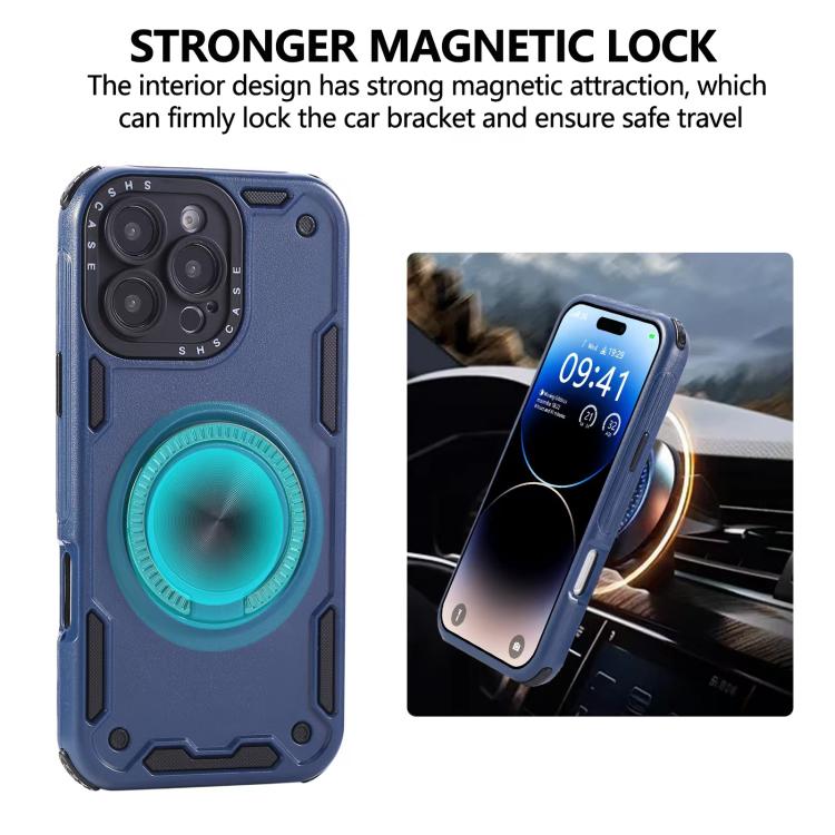 Funda magnética con rotación de 360 grados y mecanismo de tres núcleos para iPhone 12 Pro (azul real)
