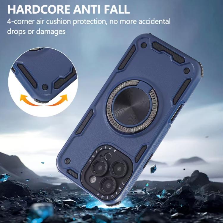 Funda magnética con rotación de 360 grados y mecanismo de tres núcleos para iPhone 12 Pro (azul real)