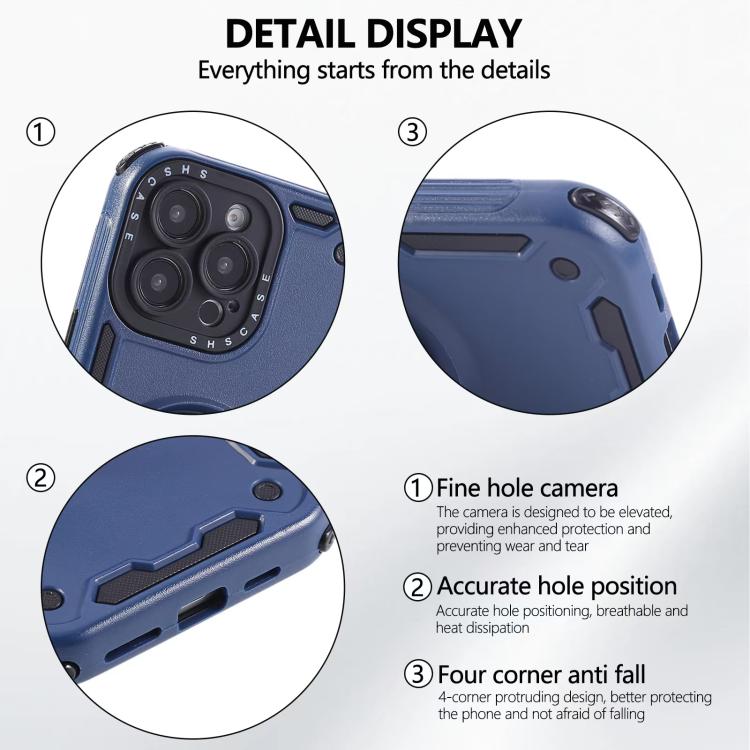 Funda magnética de tres núcleos con rotación de 360 grados para iPhone 16 (azul real)