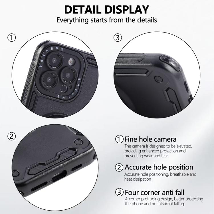 Funda magnética con rotación de 360 grados y mecanismo de tres núcleos para iPhone 16 Pro Max (negra)