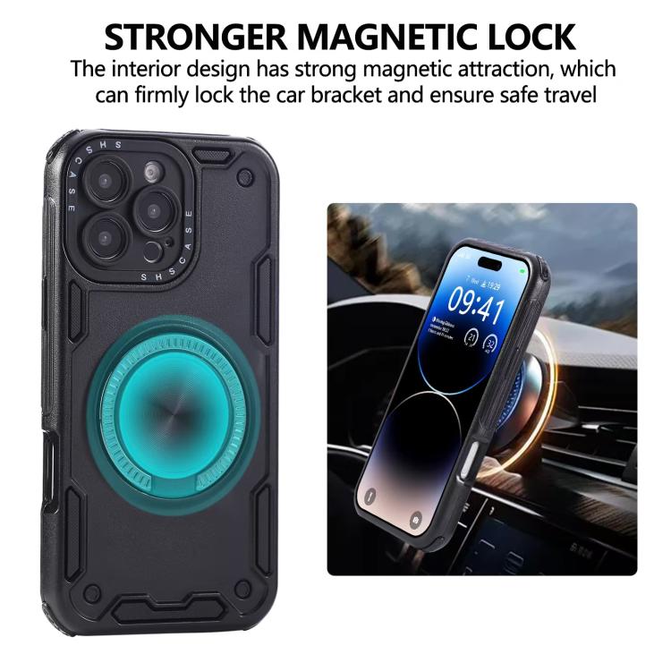 Funda magnética con rotación de 360 grados y mecanismo de tres núcleos para iPhone 16 Pro Max (negra)