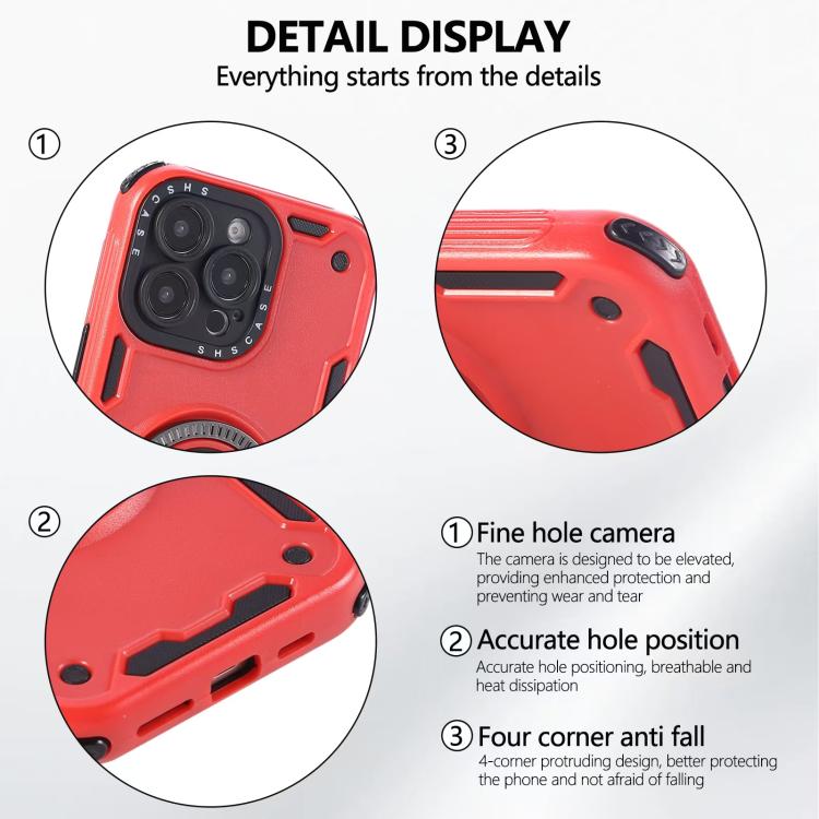 Funda magnética con rotación de 360 grados y mecanismo de tres núcleos para iPhone 16 Pro Max (roja)