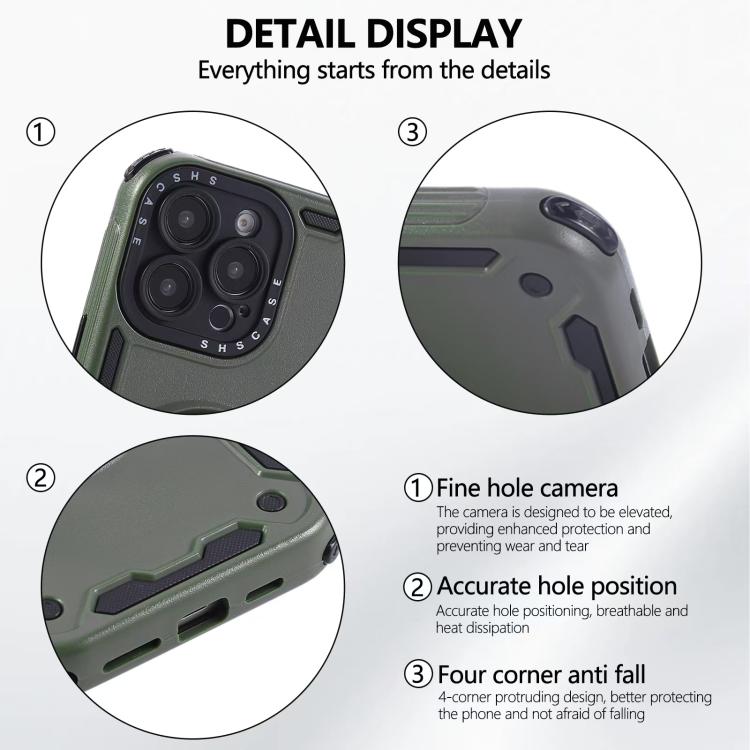 Funda magnética de tres núcleos con rotación de 360 grados para iPhone 16 Pro Max (verde militar)
