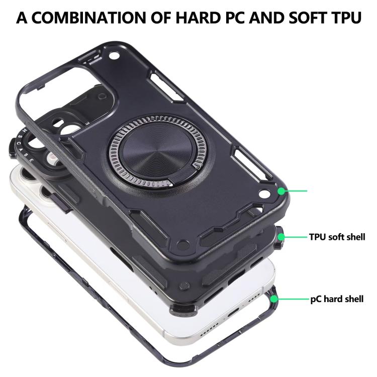 Funda magnética con rotación de 360 grados y mecanismo de tres núcleos para iPhone 11 (roja)
