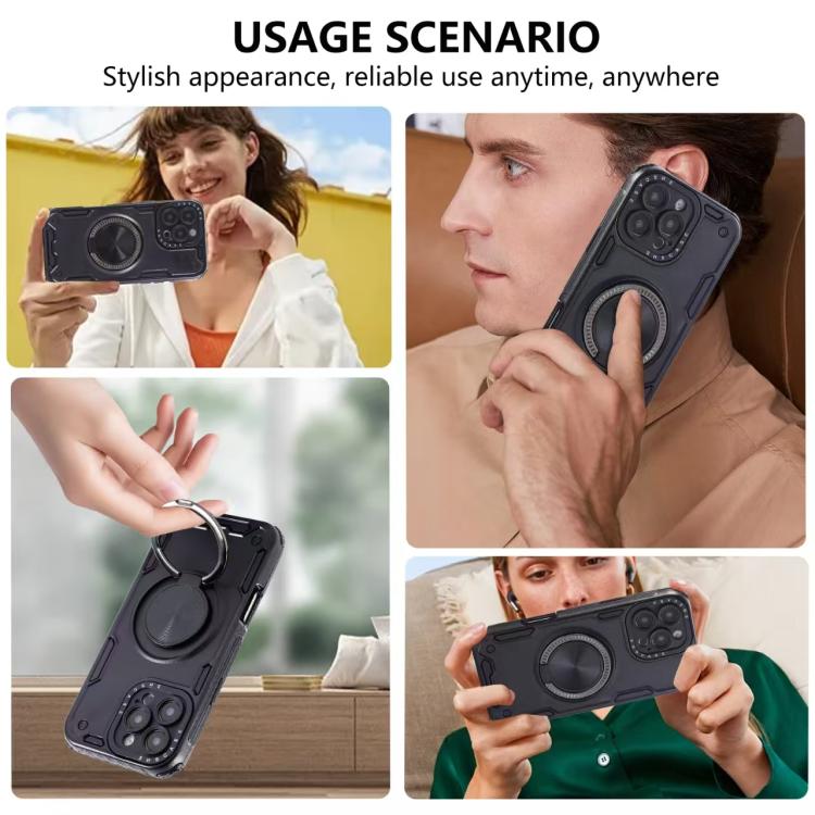 Funda magnética con rotación de 360 grados y mecanismo de tres núcleos para iPhone 12 (negra)