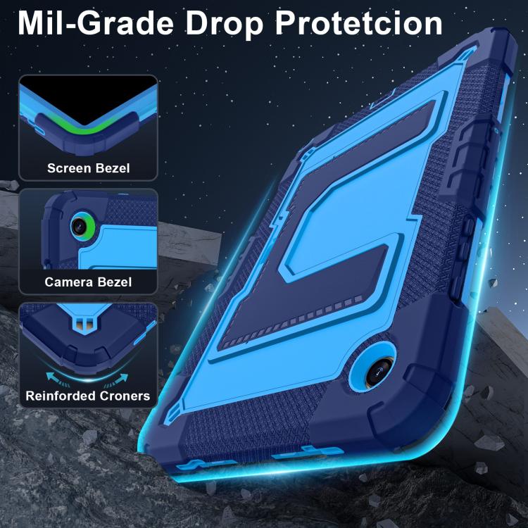 Funda de silicona hidrófuga para Samsung Galaxy Tab S10 FE/S9 con correa para el hombro (azul marino)