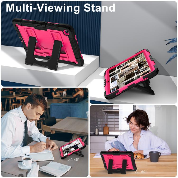 Funda de silicona hidrófuga para Samsung Galaxy Tab S10 FE/S9 con correa para el hombro (negro, rosa y rojo)