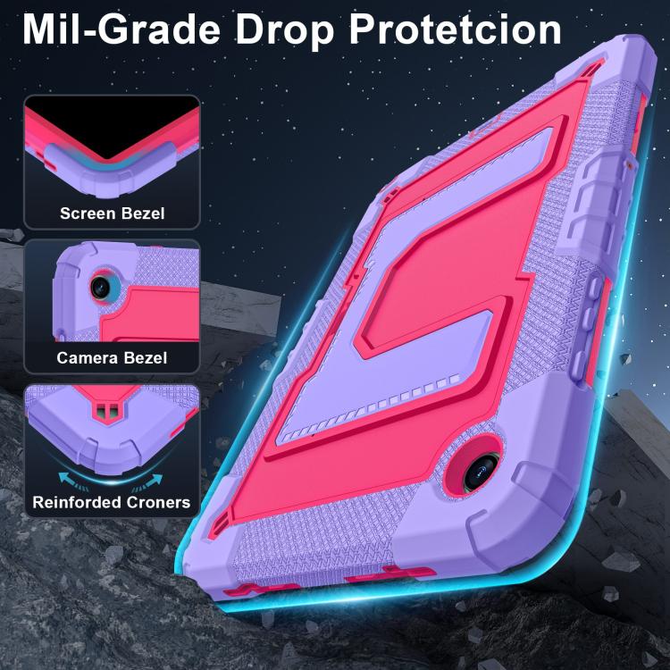 Funda de silicona hidrófuga para Samsung Galaxy Tab S10 FE/S9 con correa para el hombro (morado, rosa y rojo)