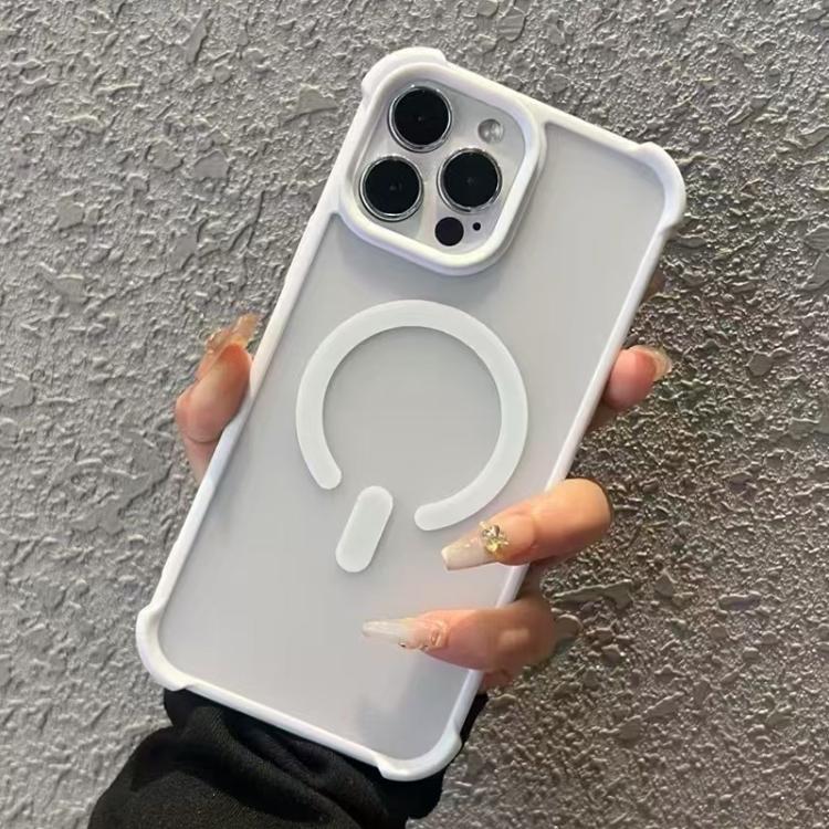 Funda MagSafe semitransparente con tacto esmerilado para iPhone 12 Pro (blanca)