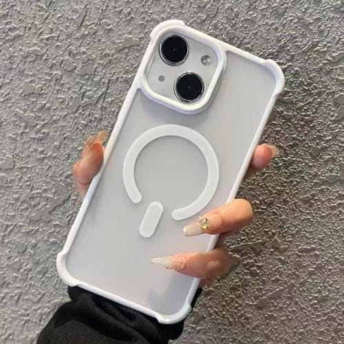 Funda MagSafe semitransparente con tacto esmerilado para iPhone 14 Plus (blanca)