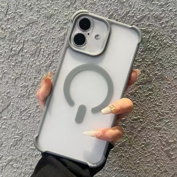 Funda MagSafe semitransparente con tacto esmerilado para iPhone 16 (gris)