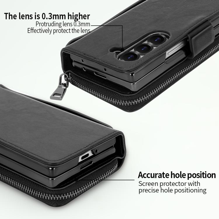 Funda de cuero con hebilla magnética y RFID para Samsung Galaxy Fold4 (negro)