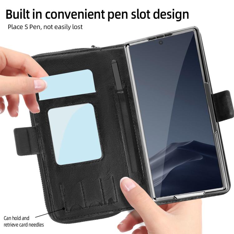 Funda de cuero con hebilla magnética y RFID para Samsung Galaxy Fold4 (negro)