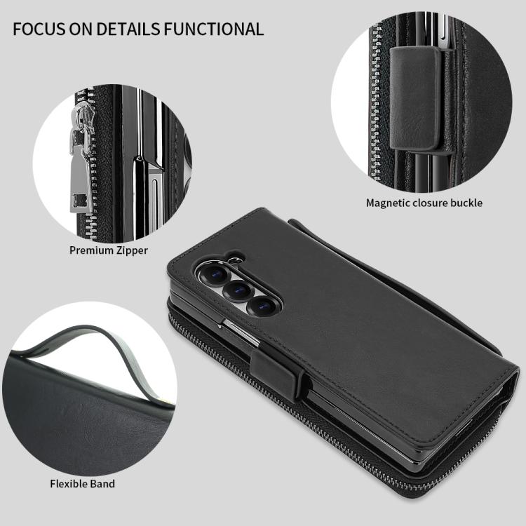 Funda de cuero con hebilla magnética y RFID para Samsung Galaxy Fold5 (negro)